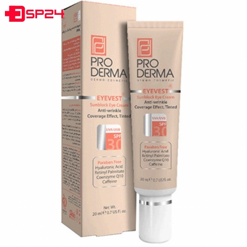 کرم دور چشم رنگی پرودرما سری Eyevest مدل Anti Wrinkle Spf 30 حجم ۲۰ میلی لیتر