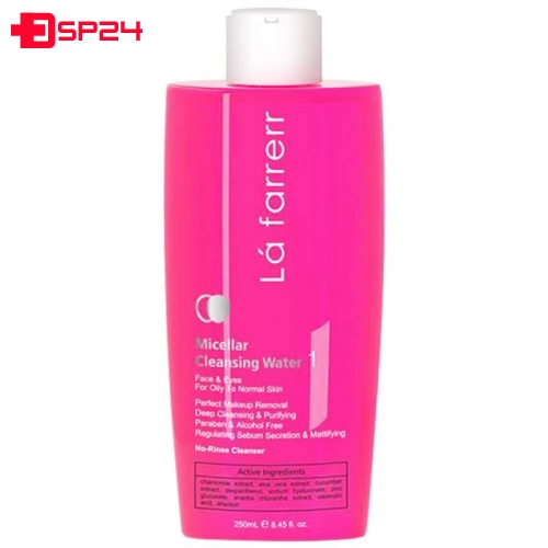 محلول پاک کننده آرایش چشم و لب لافارر مخصوص پوست چرب و معمولی حجم 250 میلی لیتر