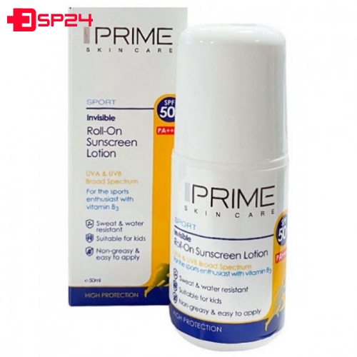 لوسیون رولی ضد آفتاب پریم با SPF50 مناسب ورزشکاران حجم ۵۰میلی لیتر