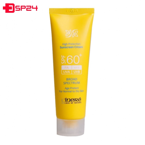 کرم ضد آفتاب SPF60+ بدون رنگ سینره مناسب پوست های معمولی تا خشک 50 میلی لیتر