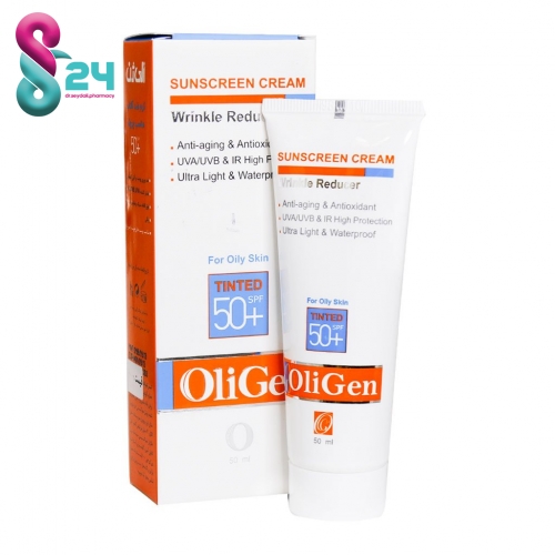 کرم ضدآفتاب رنگی پوست چرب الی ژن SPF50 حجم 50 میلی لیتر