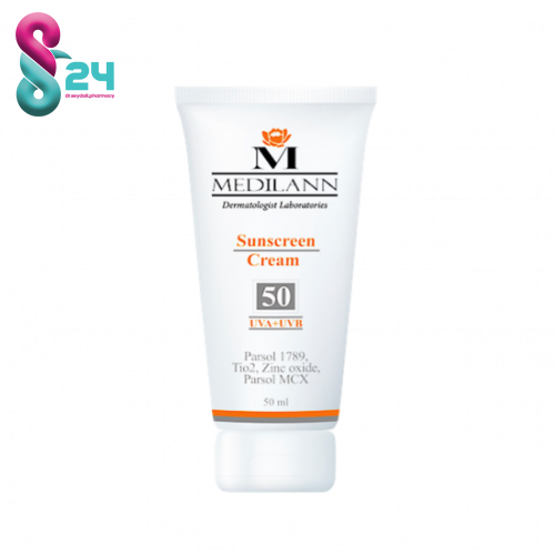 کرم ضد آفتاب رنگی SPF50 مدیلن مناسب پوست های معمولی و خشک ۵۰ میلی لیتر