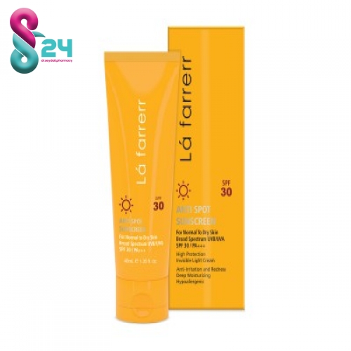کرم ضد آفتاب SPF30 پوست خشک و معمولی لافارر ضدلک و بدون رنگ