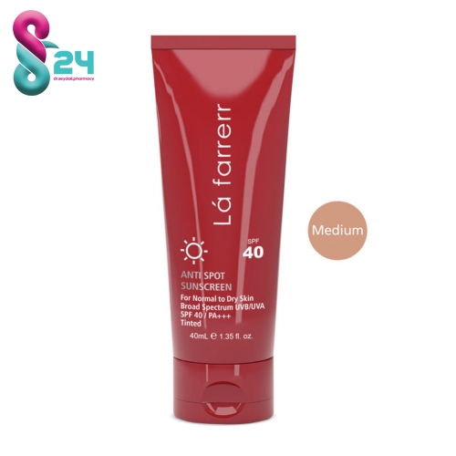 کرم ضد آفتاب SPF40 پوست خشک و معمولی لافارر رنگی و ضد لک