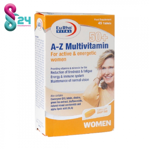 قرص A Z مولتی ویتامین بالای 50 سال بانوان یوروویتال 45 عدد ( Eurho Vital A Z Multivitamin 50+ For Women 45 Tabs )