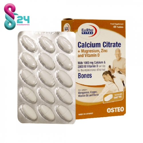 قرص کلسیم سیترات یوروویتال 45 عدد ( Eurho Vital Calcium Citrate 45 Tabs )