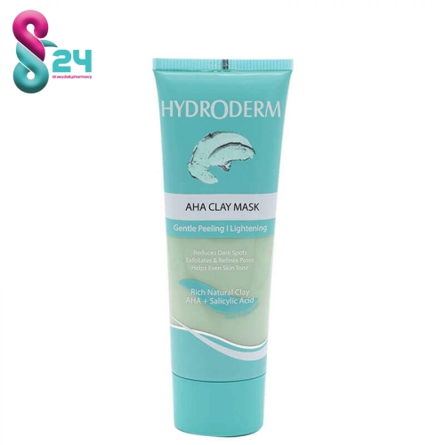 ماسک رسی لایه بردار ملایم و روشن کننده پوست حاوی خاک رس و AHA  (hydroderm AHA clay mask)