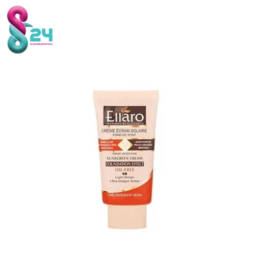 کرم ضد آفتاب کرم پودری فاقد چربی SPF 30 الارو-Ellaro Oil Free Foundation Sunscreen SPF30