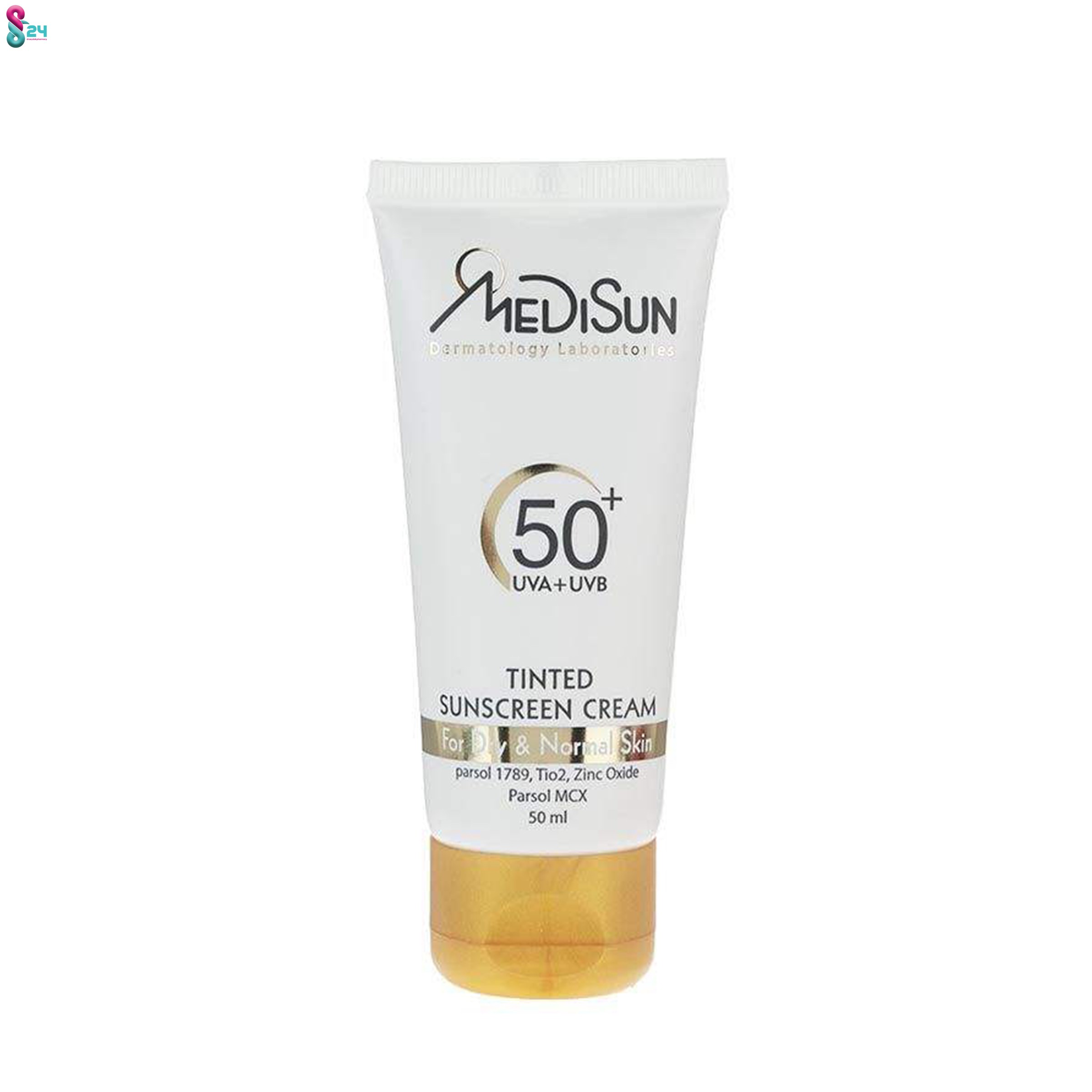 کرم ضد آفتاب رنگی تیوپی SPF50 مدیسان پوست نرمال و خشک 50 میلی لیتر