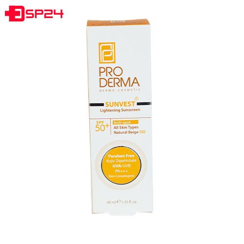 کرم ضد آفتاب و روشن کننده لک پوست Anti Spot SPF50 پرودرما بژ روشن40 میلی لیتر