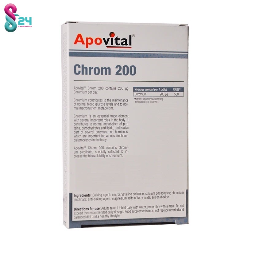 قرص کروم 200 میکروگرم آپوویتال 30 عدد