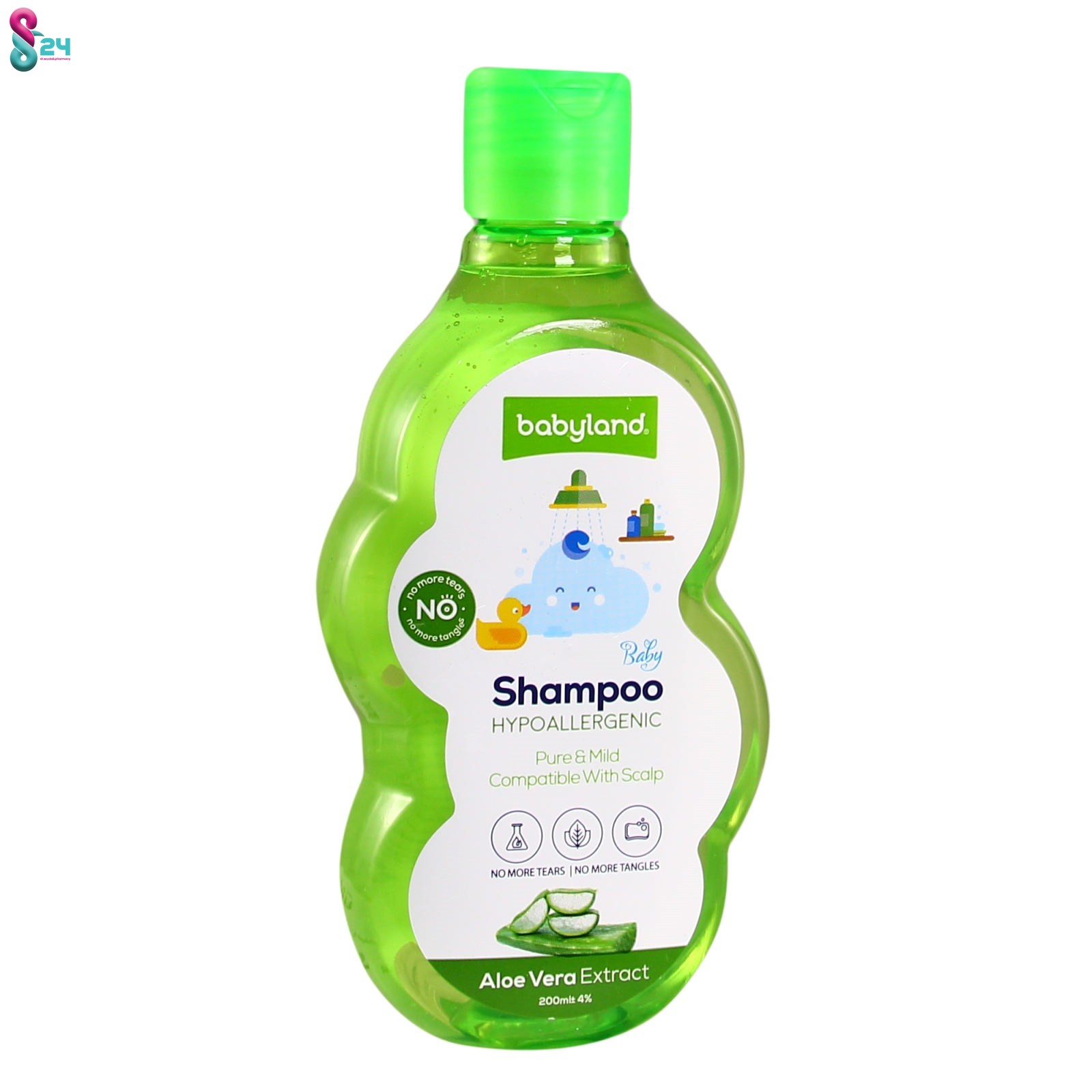 شامپو بچه ضد آلرژی حاوی عصاره آلوئه ورا  بی بی لند 200ميلی لیتر