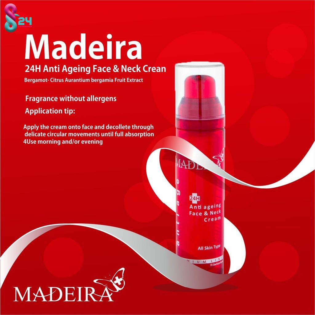 کرم ضد چروک صورت و گردن 24 ساعته مادیرا