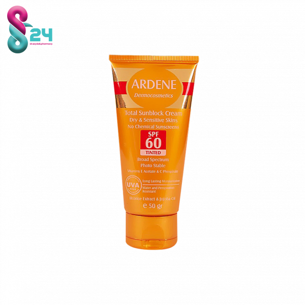 کرم ضد آفتاب رنگی SPF60 فاقد جاذب های شیمیایی آردن  ۵۰ گرم