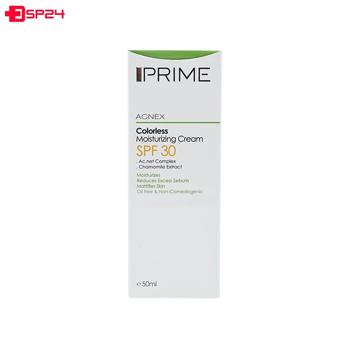 کرم مرطوب کننده بی رنگ ACNEX فاقد چربی SPF30 پریم