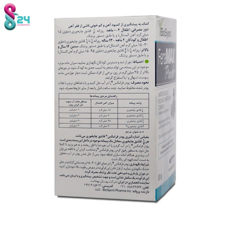 پودر آهن فرامکس بیوساینت 83 گرم