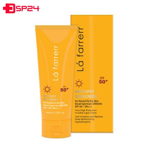 کرم ضد آفتاب SPF50 پوست خشک و معمولی لافارر ضد لک بی رنگ 40 میلی گرم