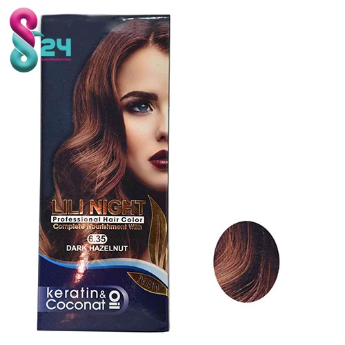 کیت رنگ مو لی لی نایت شماره 6.35 مدل  رنگ فندقی تیره 120 میلی لیتر