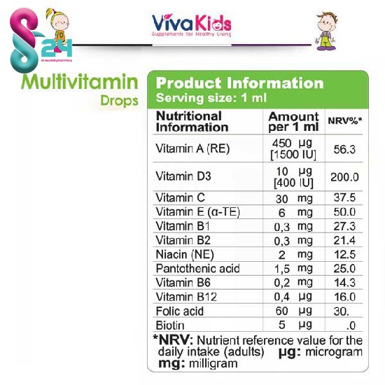 قطره مولتی ویتامین ویواکیدز 30 میلی لیتر