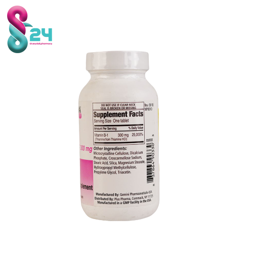 قرص ویتامین ب۱ ۳۰۰ میلی گرم پلاس فارما ۱۰۰ عدد