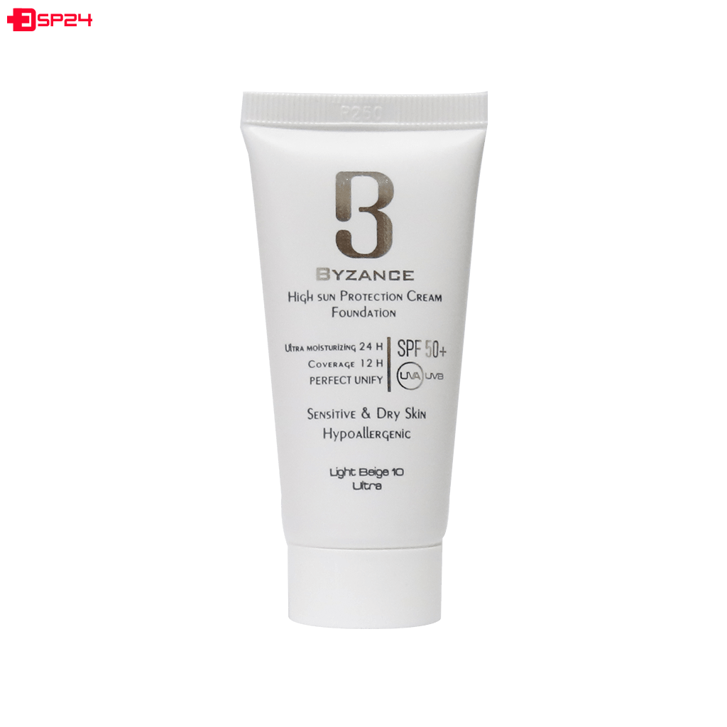 کرم ضد آفتاب کرم پودری +SPF50 بیزانس مناسب پوست خشک و حساس 30 میلی لیتر