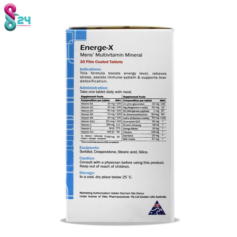 قرص انرژکس گلدن لایف 30 عدد