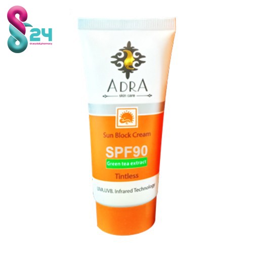 کرم ضد آفتاب SPF90 بی رنگ  آدرا 50 میلی لیتر