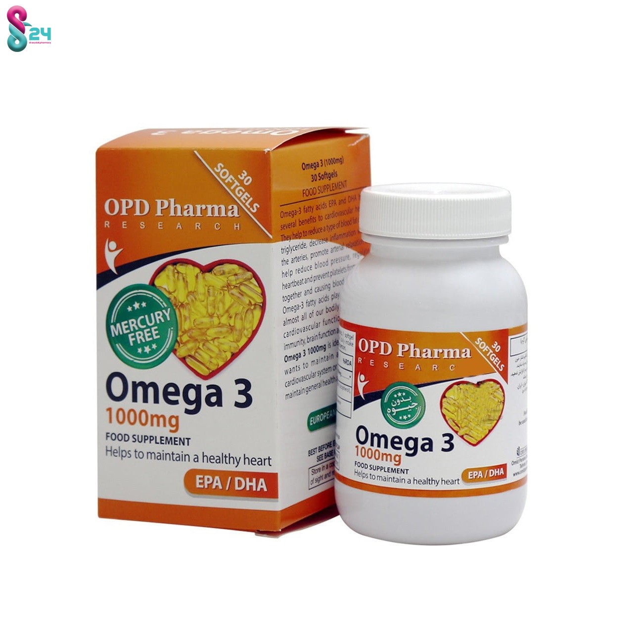 کپسول ژلاتینی امگا 3 بدون جیوه او پی دی فارما 1000 میلی گرم 30 عدد