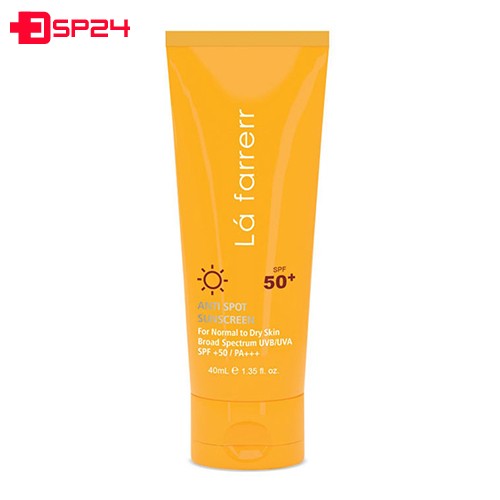 کرم ضد آفتاب SPF50 پوست خشک و معمولی لافارر ضد لک بی رنگ 40 میلی گرم