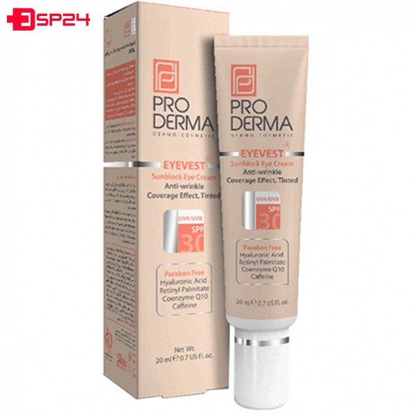 کرم دور چشم رنگی پرودرما سری Eyevest مدل Anti Wrinkle Spf 30 حجم ۲۰ میلی لیتر