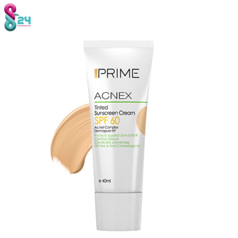 کرم ضد آفتاب رنگی پریم مناسب پوست چرب با SPF 60  بژ روشن 40 میلی لیتر