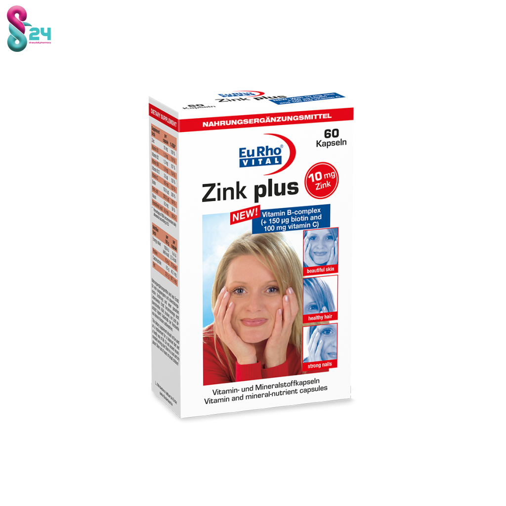 کپسول زینک پلاس ۱۰ میلی گرمی یوروویتال ۶۰ عدد