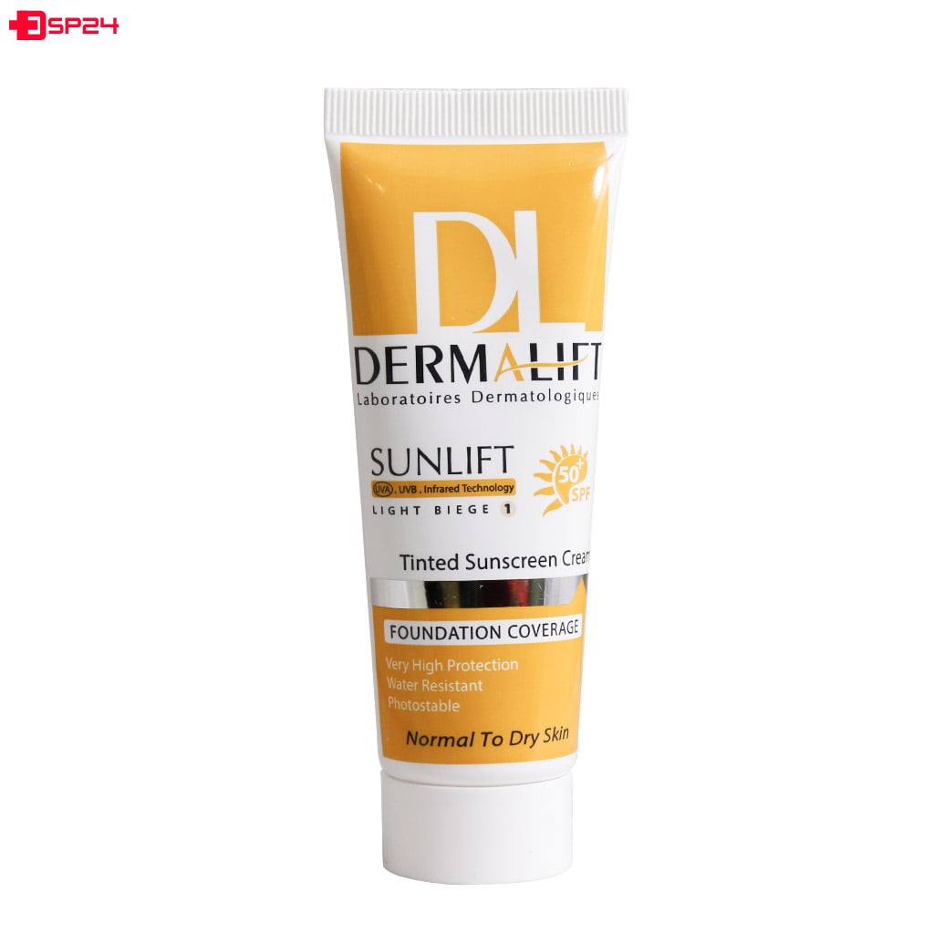 کرم ضد آفتاب رنگی SPF50 پوست خشک و معمولی درمالیفت 40 میلی لیتر