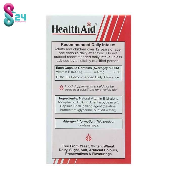 کپسول ژلاتینی ویتامین ای 600 هلث اید  30 عدد