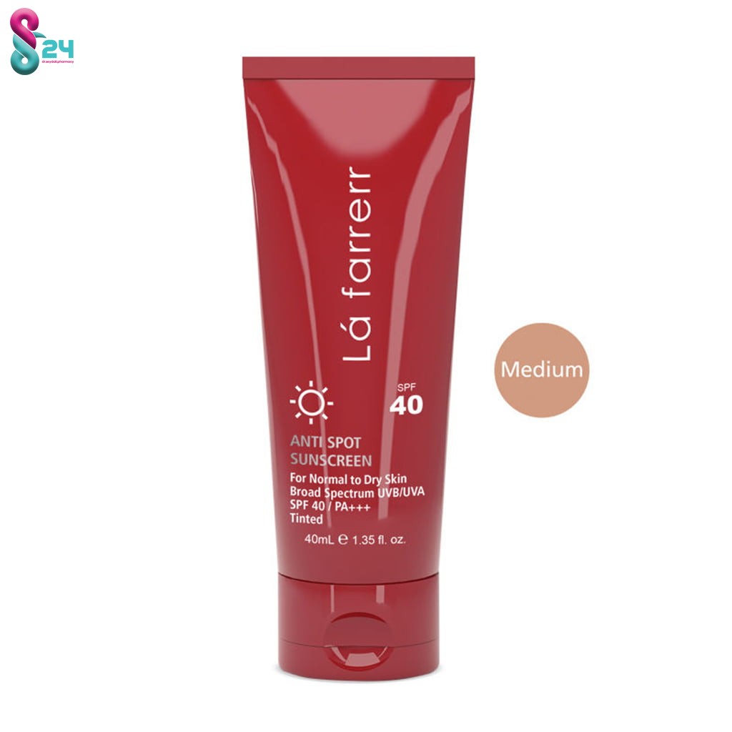 کرم ضد آفتاب SPF40 پوست خشک و معمولی لافارر بژ متوسط و ضد لک